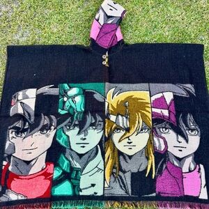 Knights of the zodiac inspired adult size alpaca poncho, unisex, hooded,one size